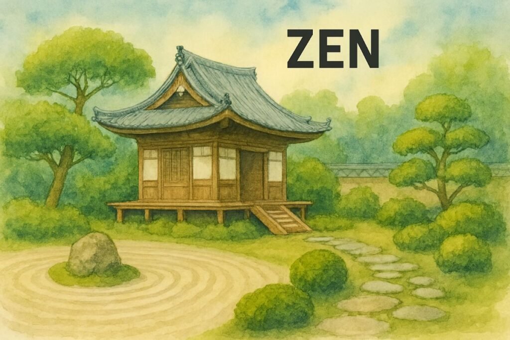 Zen Japanese Monastery with Japanese Garden